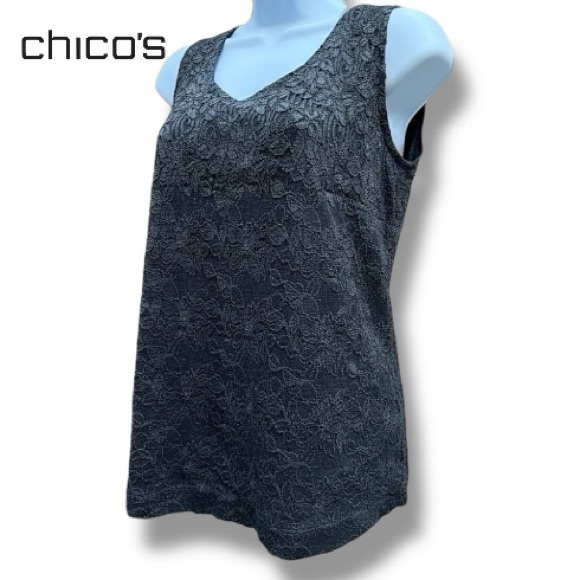 Chico's Women  Laurel Floral Lace Overlay Layered Blouse Lined Goth | Sz 3 (XL) - Picture 1 of 9